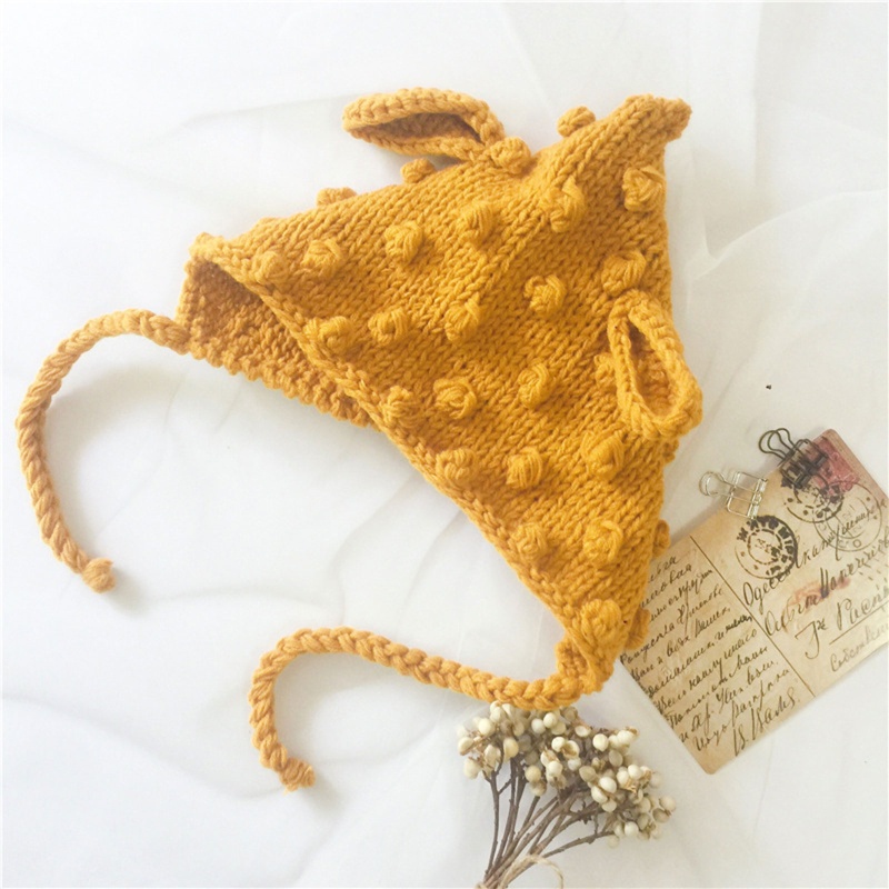 Mũ Beanie Đan Len Giữ Ấm Tai Dễ Thương Cho Bé Sơ Sinh
