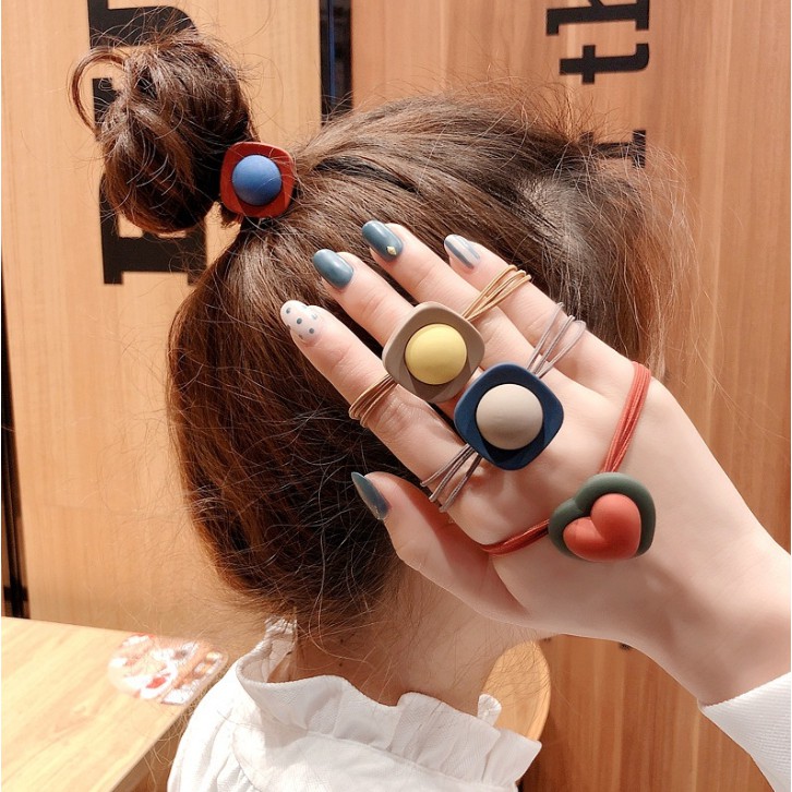 【hanh toán 4 món khi 5 món】Frosted love hair band Japan and South Korea color matching high elastic rubber band headband F264