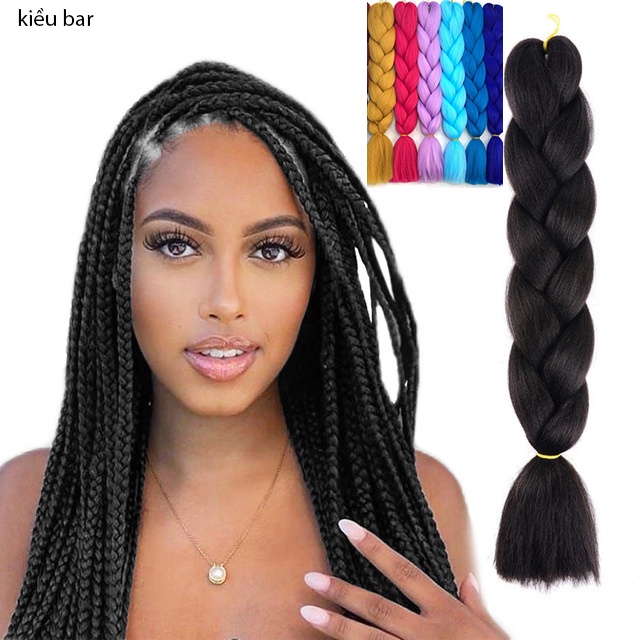 Bím Tóc Giả Bện Box Braid Cá Tính, Dài 60cm