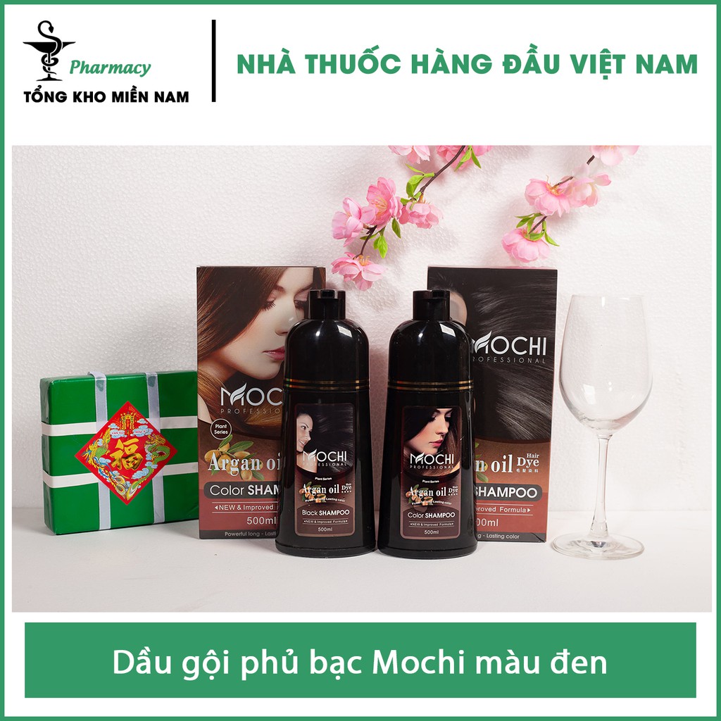 Dầu Gội Phủ Bạc Mochi Màu Đen/Nâu Hạt Dẻ - Giúp Tóc Đen Óng Mượt - Tổng Kho MiềnNam