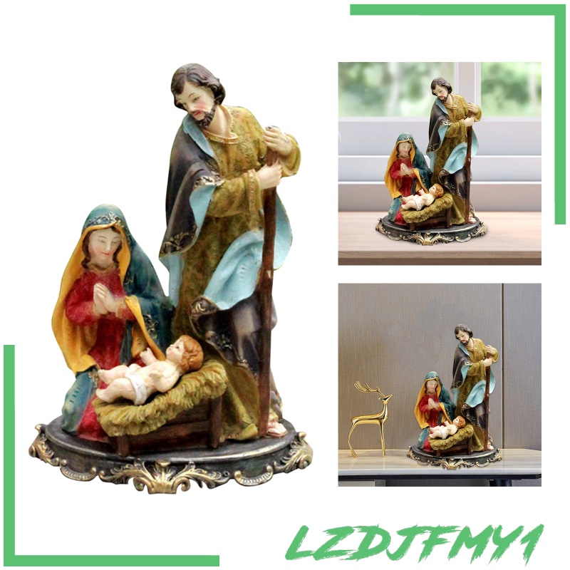 [giá giới hạn] Resin Statue Holy Family Baby Jesus Christ Figurine Religious Decoration