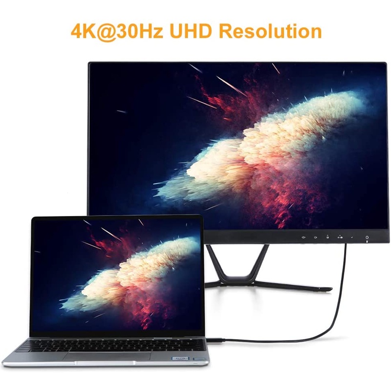 Cáp chuyển đổi 1.8M USB 3.1 Type C sang HDMI 4K Thunderbolt 3 30Hz/60Hz thích hợp cho MacBook Pro/Air/iPad Pro 2018 2