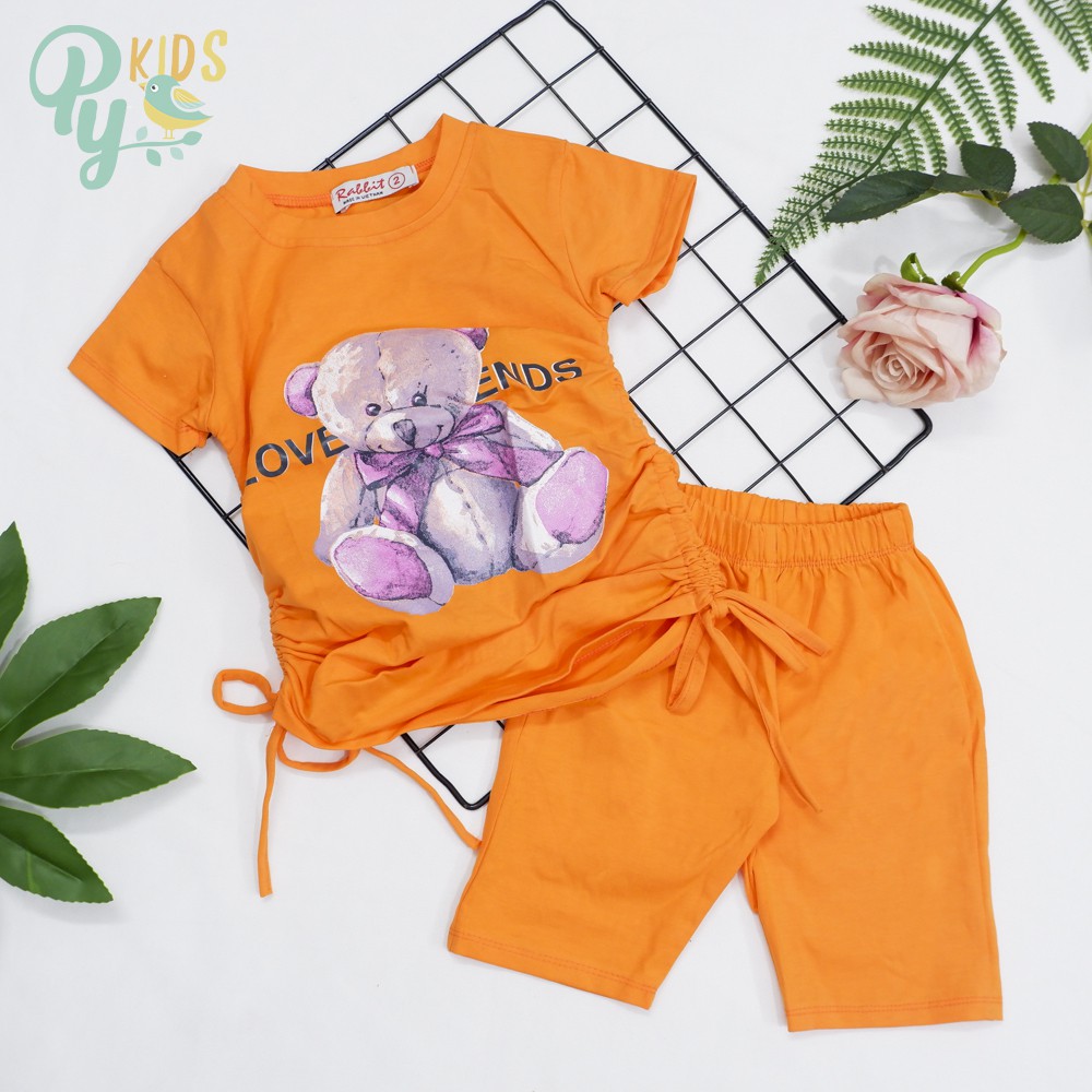 Bộ lửng gấu dây rút / Chan.nel / hoa cúc hở vai, cotton cho bé gái từ 8-38kg