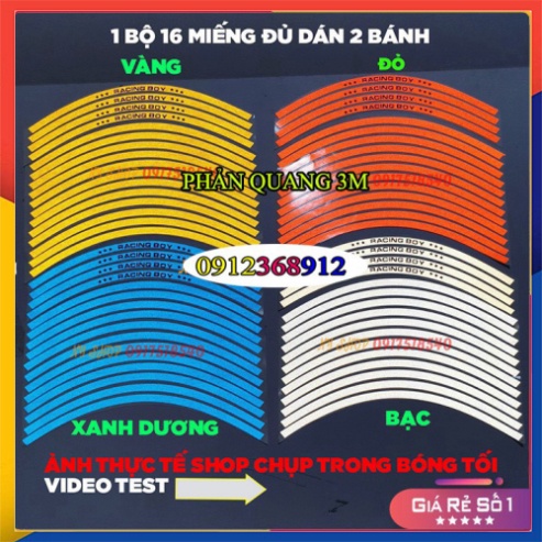 TEM PHẢN QUANG RCB (3M) DÁN MÂM XE MÁY –OTO ( GIÁ 1 BỘ)