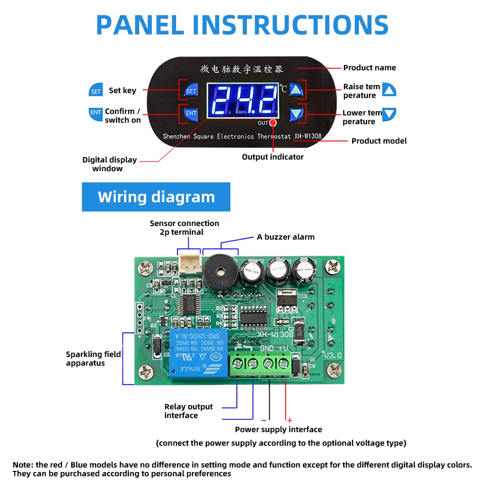 DIYMORE Bộ điều nhiệt XH-W1308 kỹ thuật số AC 220V