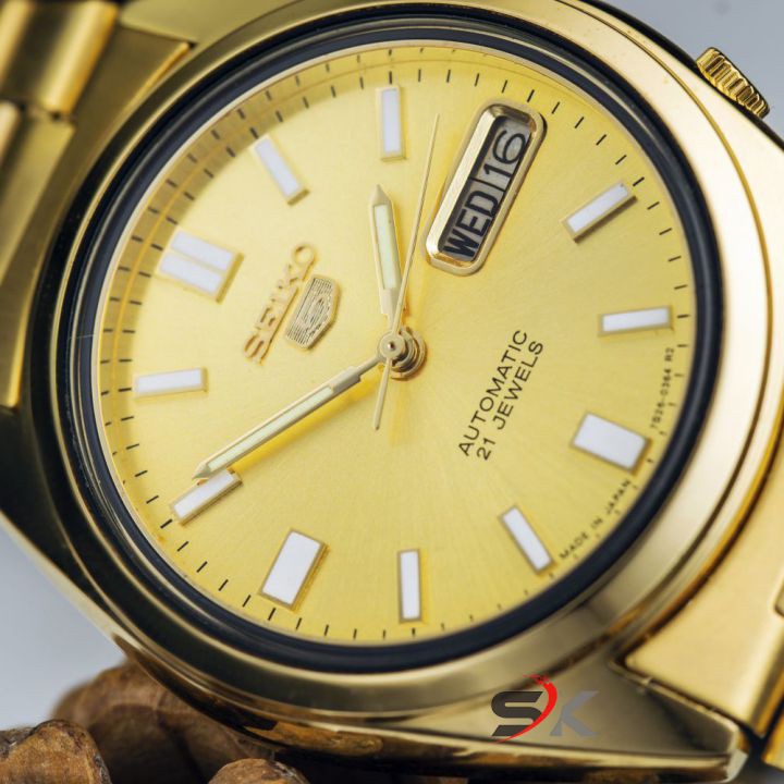 [Mã WTCHFEB giảm 20K ] [Sale] Đồng Hồ Cơ Nam Seiko 5 Quân Đội Cao Cấp Giá Rẻ Vỏ Vàng Automatic SKSM03VA