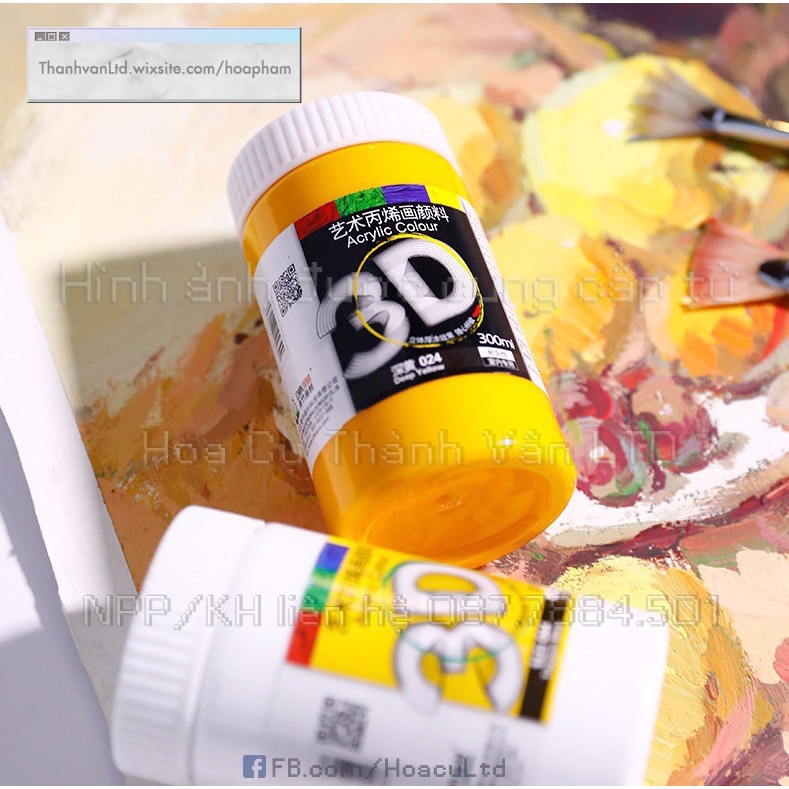 Màu Acrylic 3D 25ml [CHÍNH HÃNG] - 16 màu vẽ giày / vẽ vải / vẽ tường / vẽ canvas / vẽ toan / decor trang trí