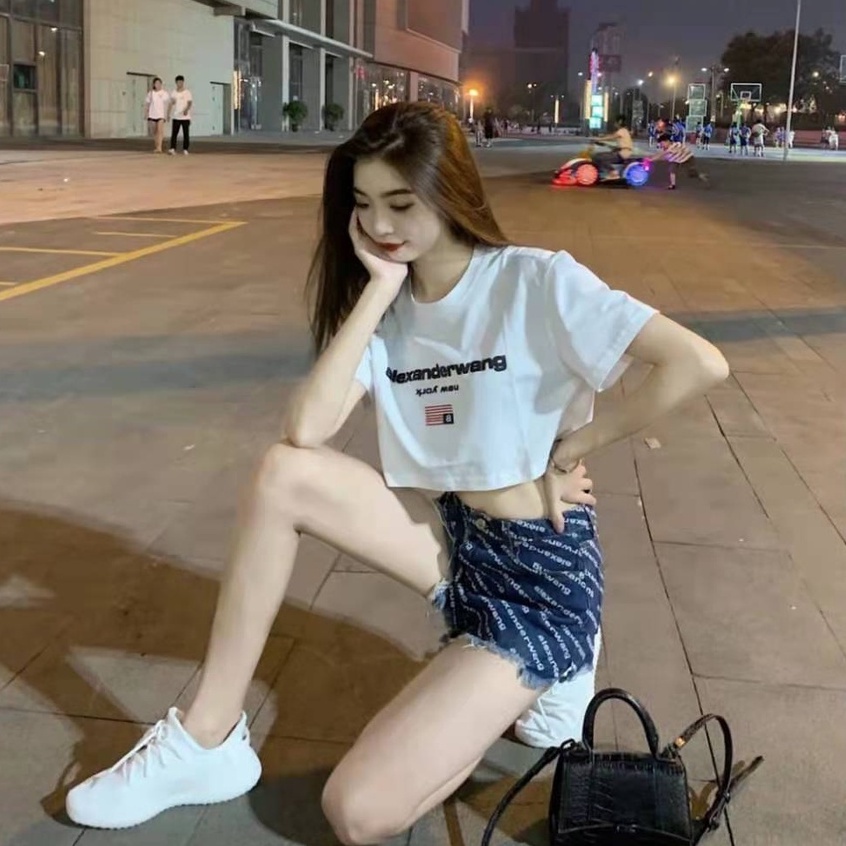 Áo Thun Tay Ngắn Chất Liệu Cotton Thêu Chữ Đơn Giản Trẻ Trung