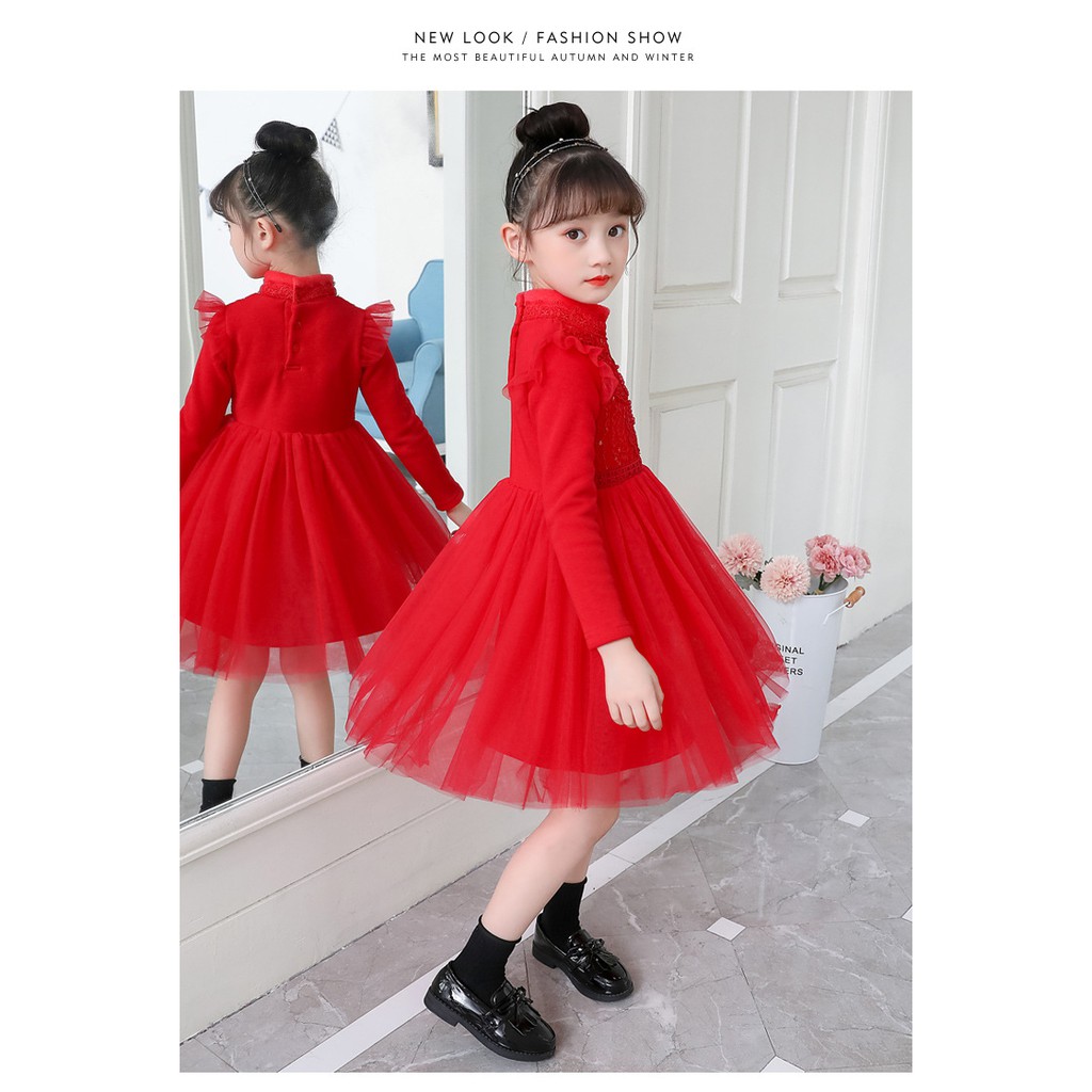 Váy lót nhung cho bé gái Đầm dáng xòe xinh xắn full size Beeshop D20206