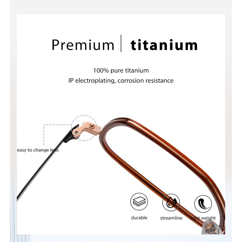 Mắt kiếng Zelin R2327 gọng vuông bằng titan nguyên chất phong cách 2022