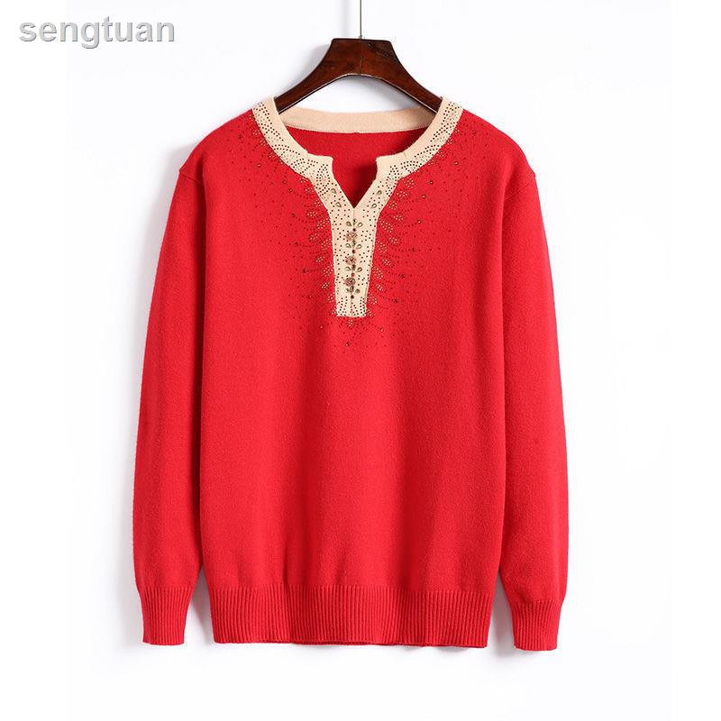 Áo Sweater Dệt Kim Dáng Rộng Kiểu Hàn Quốc Thời Trang Mùa Thu Đông Cho Phụ Nữ Trung Niên 40-50 Tuổi