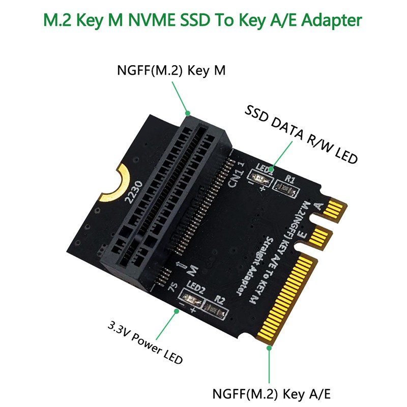 NVME SSD to M.2 Key A/E Convert Adapter Card for Macbook Air