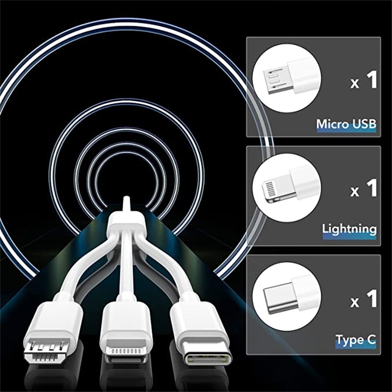 1M 5V 2A 3 In 1 Fast Charging Cable Multi-purpose For Android Type-C IP Micro Simple USB Quick Charger Mini 3.0 Data Port Type C