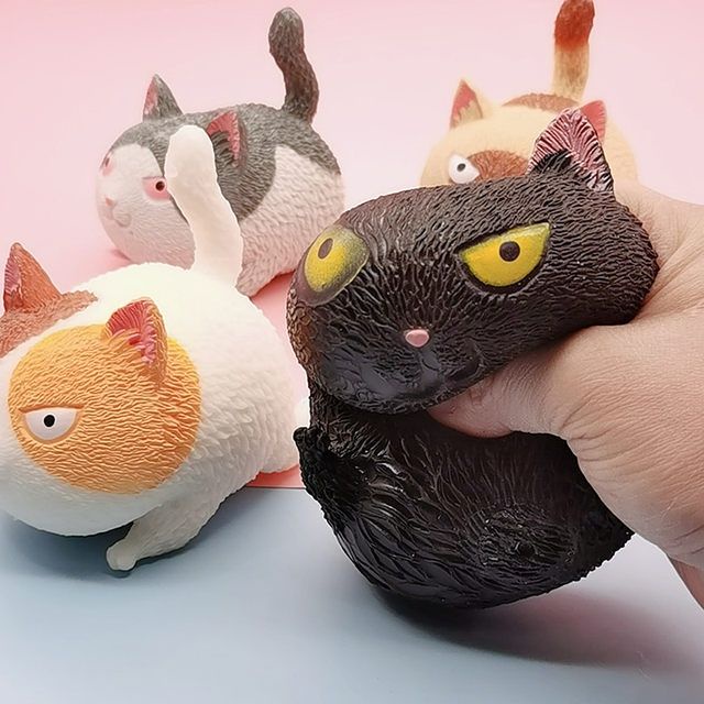 Đồ chơi dạng nén đàn hồi mềm mại hình mèo giận dữ nhiều màu sắc dễ thương