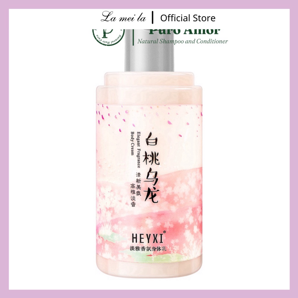 Dưỡng thể đào ô long Heyxi cấp ẩm cho làn da căng mướt, dưỡng thể trắng da cực thơm 245ml Nội địa Trung HDT1G2