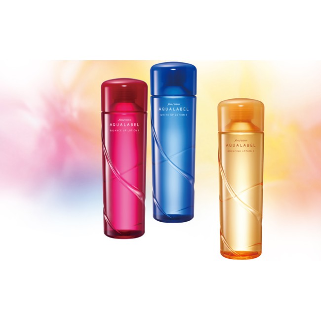 Nước hoa hồng aqualabel shiseido màu xanh đỏ, vàng Nhật Bản
