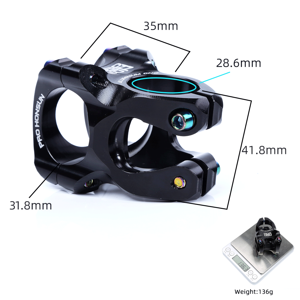Pô tăng TANKE gắn ghi đông xe đạp siêu nhẹ 35mm CNC 31.8mm 0 độ nhiều màu