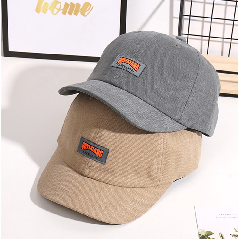 Nón kết vành ngắn mềm mại phối miếng vá phong cách Hàn Quốc vintage xuân hè cho nam và nữ