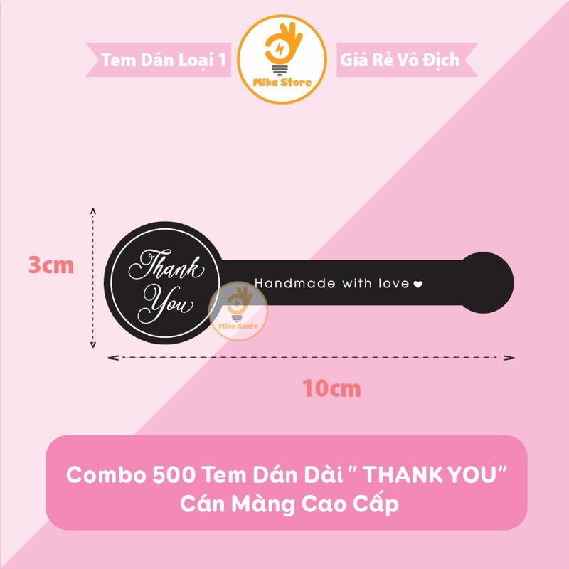 Combo 500 Tem Dán Dài Thank You, Tem Cảm Ơn