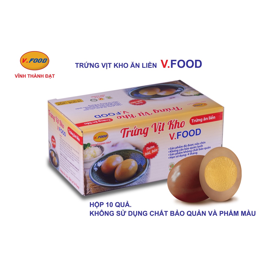 [Mã BMLTB35 giảm đến 35K đơn 99K] Trứng vịt kho V.food hộp 10 quả | BigBuy360 - bigbuy360.vn