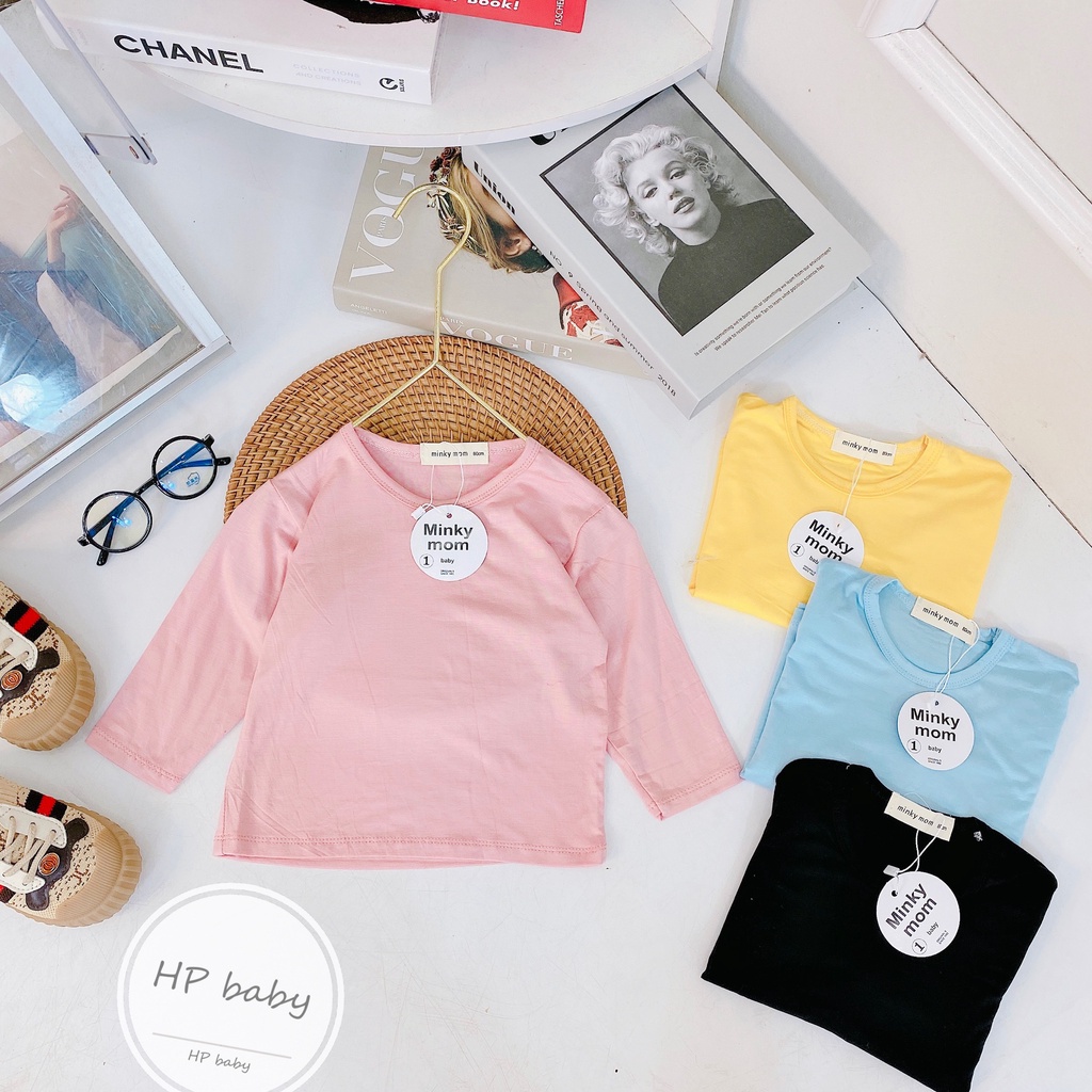 Áo dài tay bé trai bé gái vải thun lạnh minkymom co giãn 4 chiều áo thun dài tay cho bé