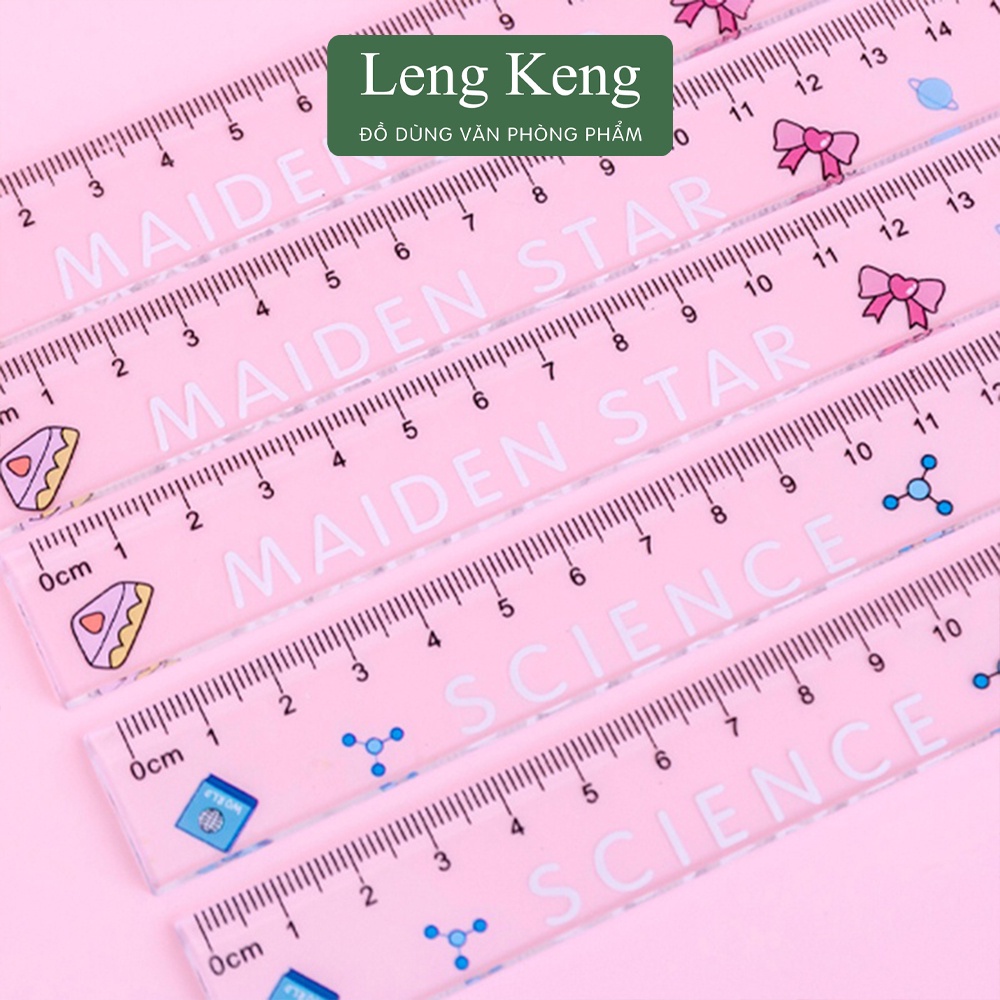 Thước kẻ trong suốt 15cm văn phòng phẩm Leng Keng hình phi hành gia dễ thương T86