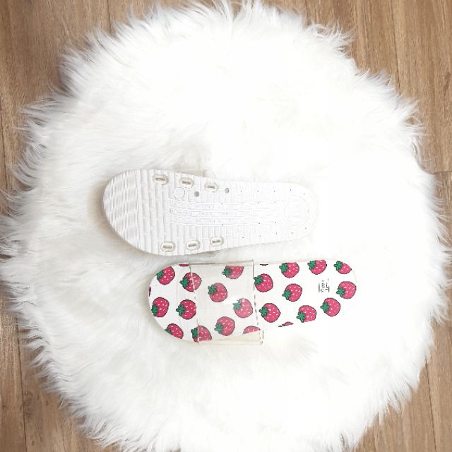 Dép quai trong đế in quả dâu nữ giầy thể thao đế cao su đi làm đi chơi trong nhà êm chân 3L08