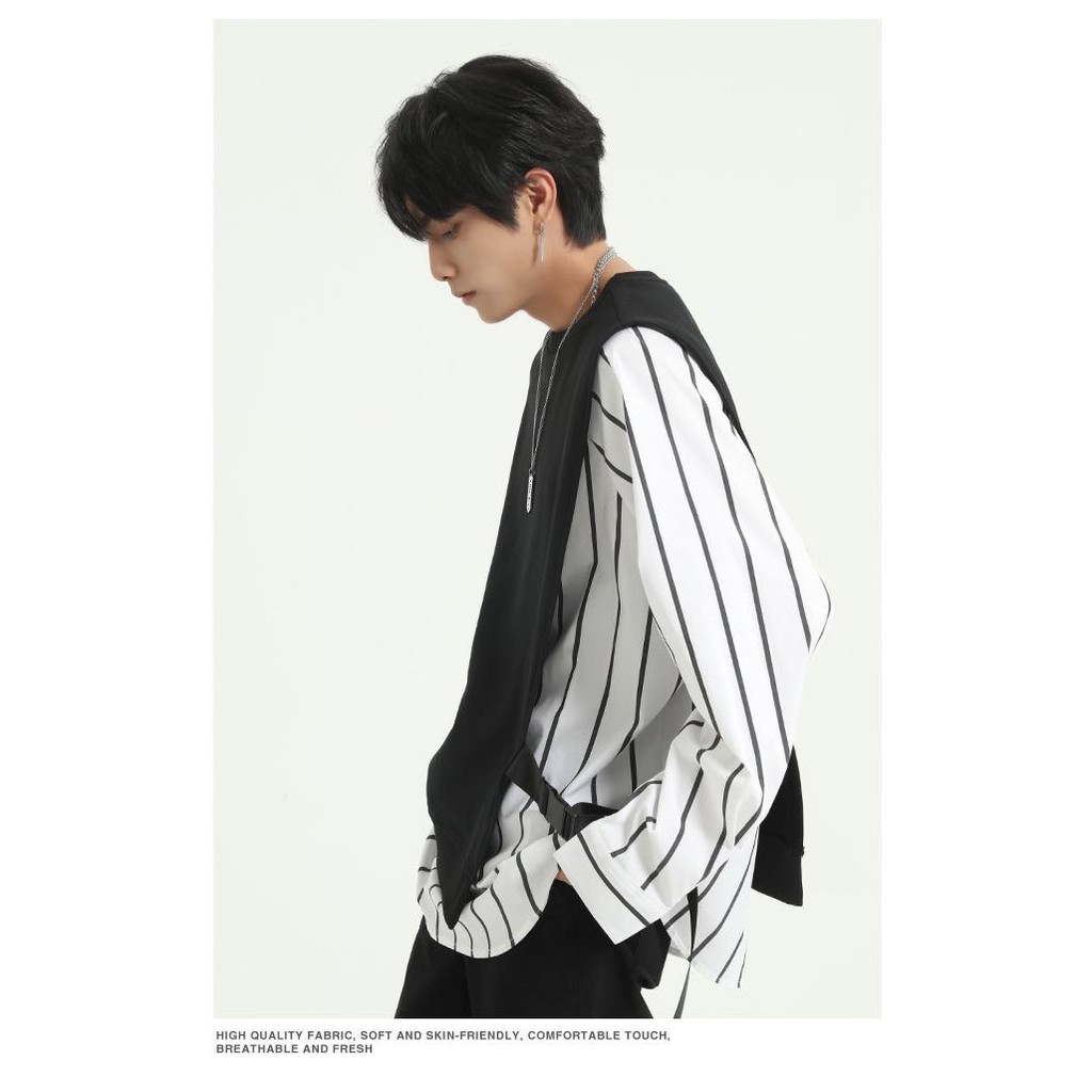 ÁO SƠ MI PHỐI THUN TAY DÀI THỜI TRANG MR SMILE 99 SHOP UNISEX | BigBuy360 - bigbuy360.vn