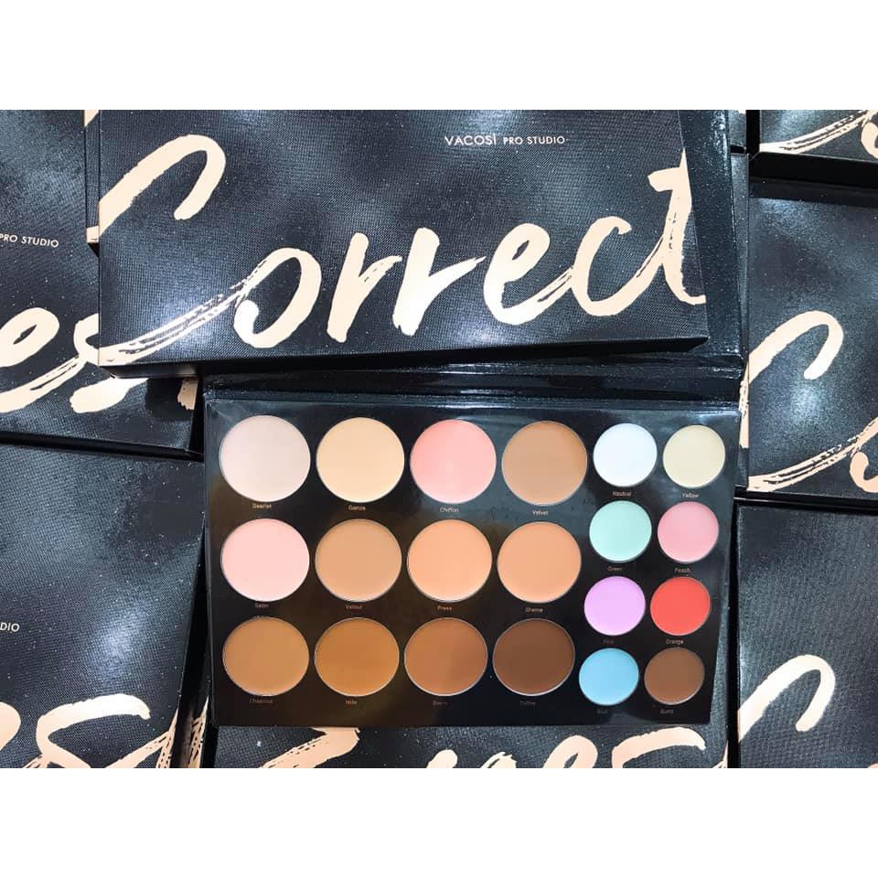 BẢNG CHE KHUYẾT ĐIỂM VÀ CHỈNH MÀU CHUYÊN NGHIỆP 20 Ô VACOSI PRO STUDIO CONCEAL &amp; CORRECT PALETTE - 20CC