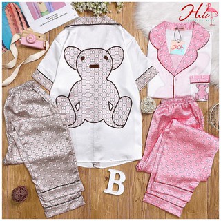 Đồ ngủ lụa satin quần dài tay ngắn