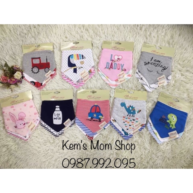 Set 3 Yếm Momcare cho bé. Yếm lót lông. Yếm cho bé