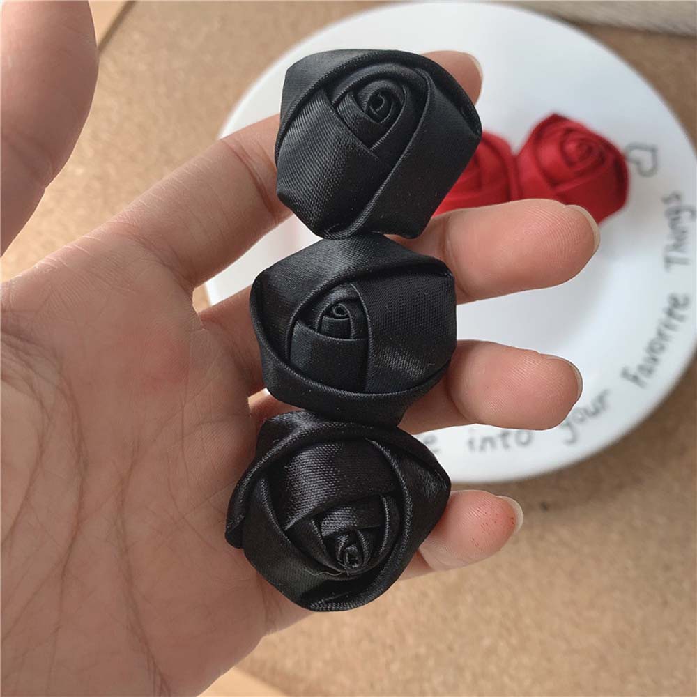 Kẹp Tóc Hình Hoa Hồng Chất Liệu Satin Phong Cách Hàn Quốc