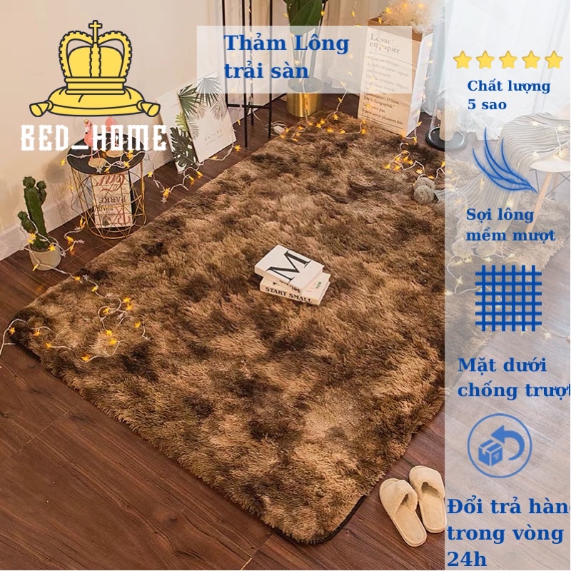 Thảm lông trải sàn BeD_home mềm mượt thảm màu loang decor trang trí phòng đủ size