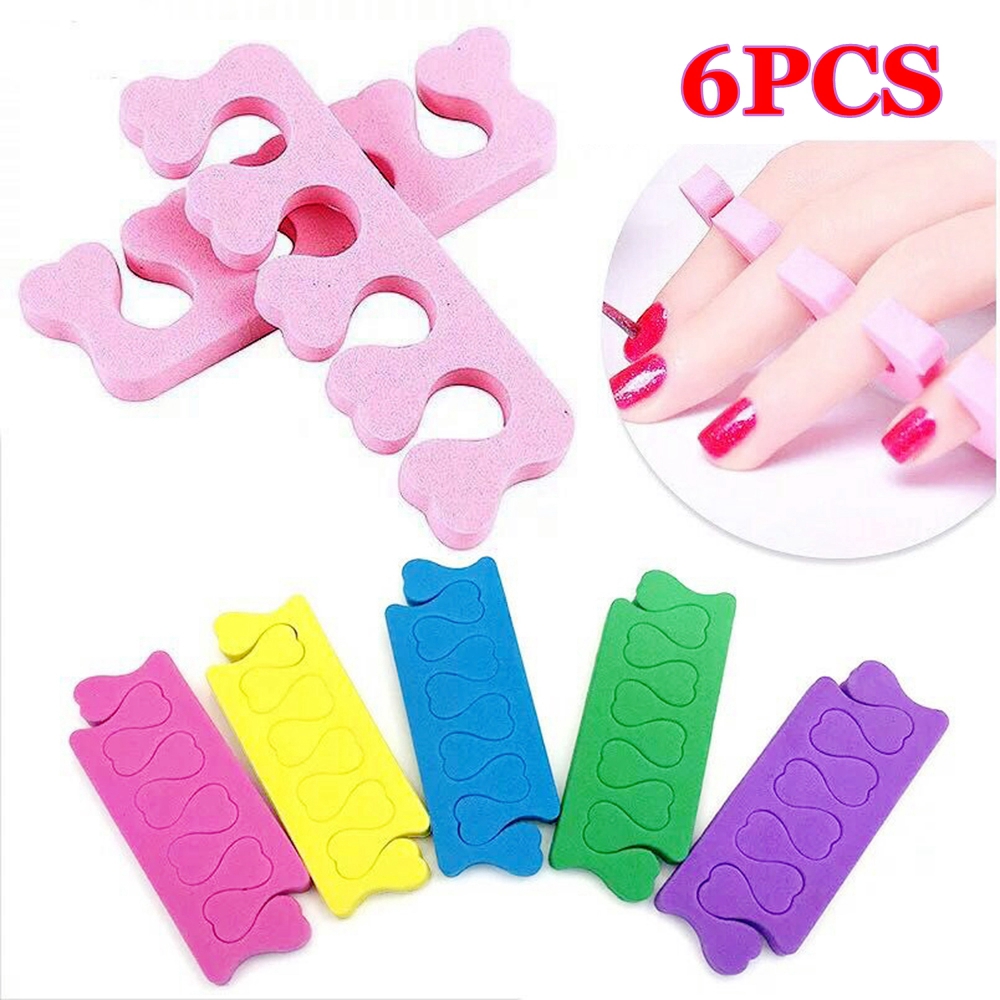 EMI 6PCS Foam Pink/Blue/Purple Beauty Tools Manicure DIY Finger Toe Separator