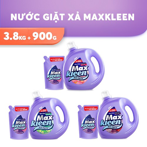 Combo chai nước giặt xả maxkleen 3.8kg + túi nước giặt xả 900g - ảnh sản phẩm 2