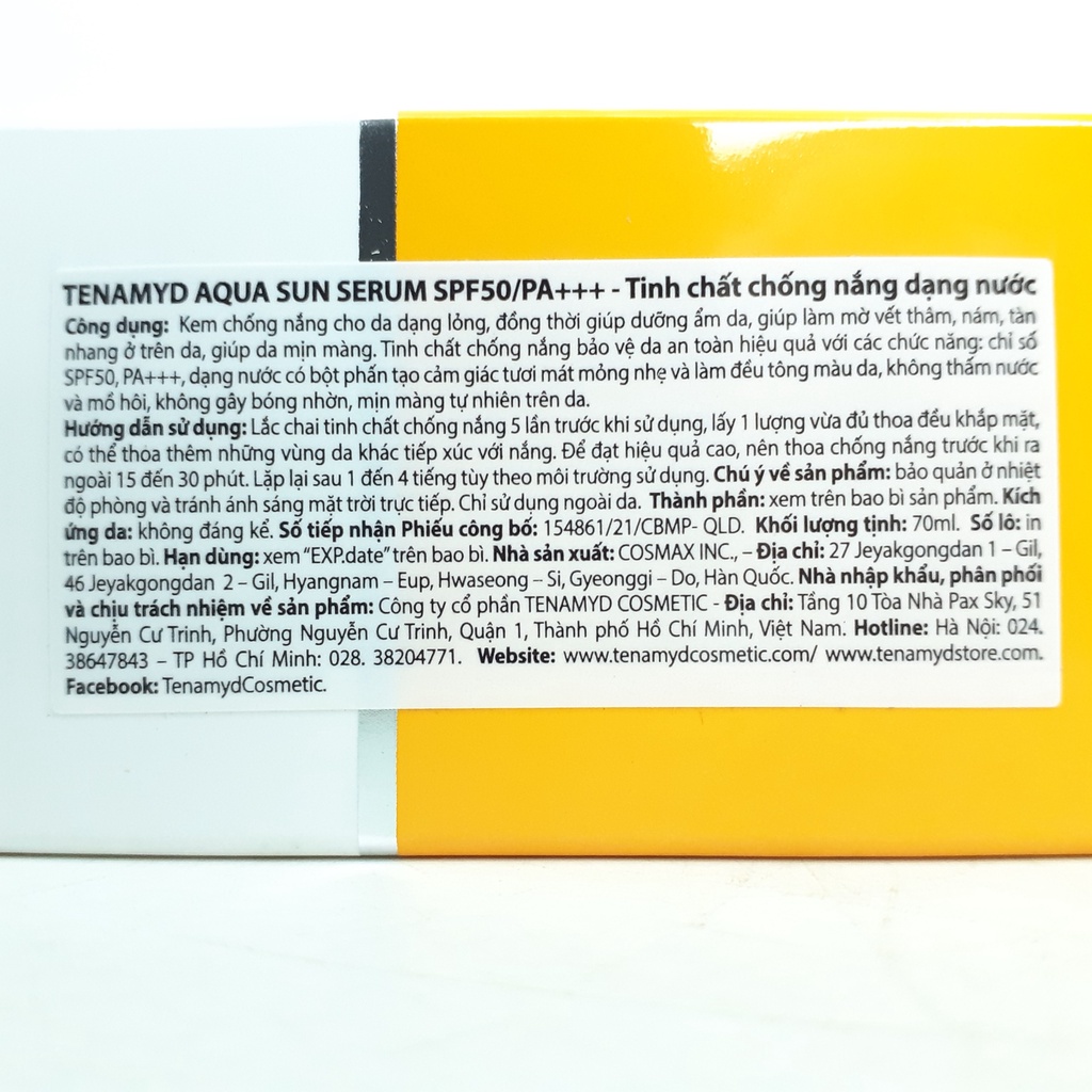 Date 03/2026 Tinh chất chống nắng Tenamyd Aqua Sun Serum SPF 50/PA++