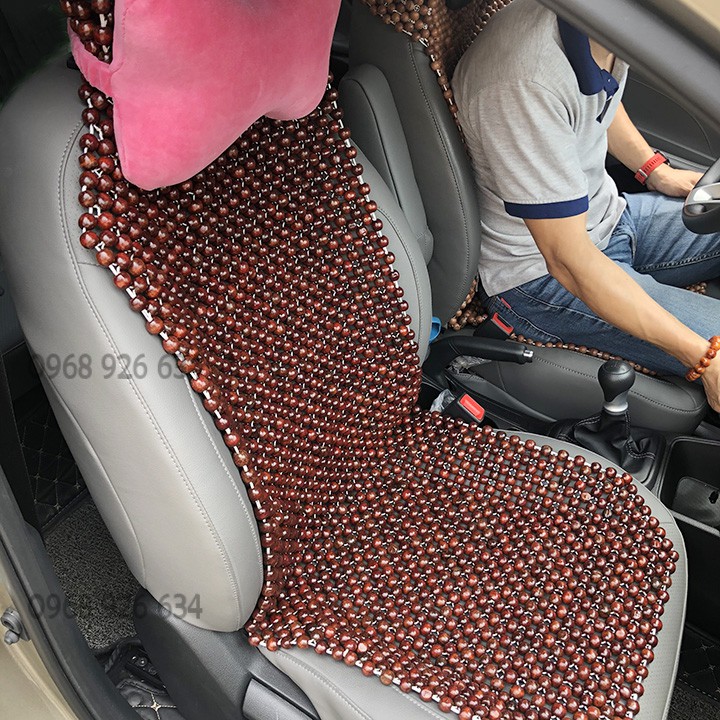 Lót ghế ô tô FREESHIP Lót ghế ô tô trùm mũ hạt gỗ nhãn loại đẹp, siêu bền hạt 12 li
