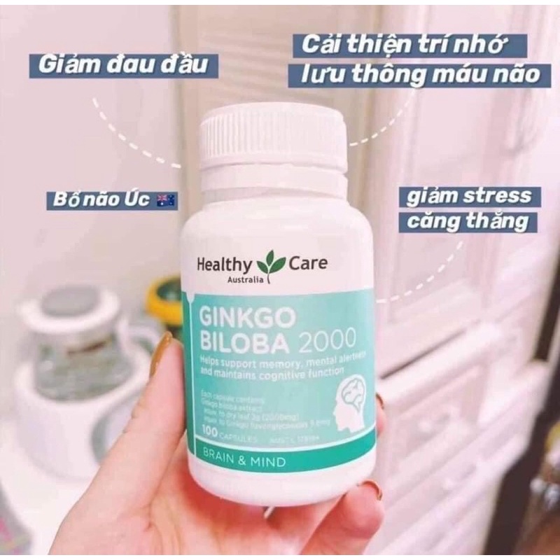 Bổ Não Ginkgo Biloba 2000 mg của Healthy Care_100v