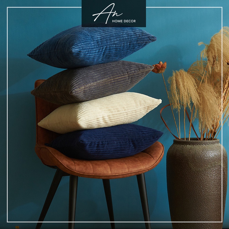 Vỏ bao gối tựa nhung tăm sofa vuông 45*45 4 mùa Xuân Hạ Thu Đông