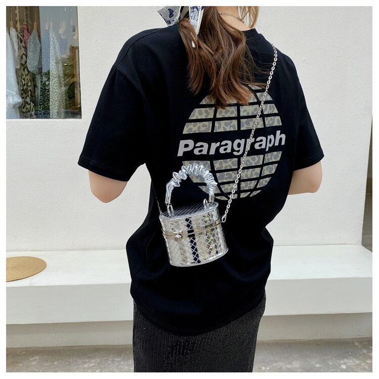 Túi đeo vai Jasmin Noir bằng da PU kiểu dáng hình xô nhỏ gọn thời trang cho nữ