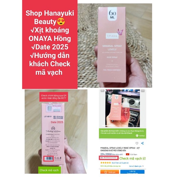 Xịt khoáng Onaya 60ml, dung dịch Cúc La Mã 120ml giúp sạch, thoáng, thơm, khử mùi vùng kín