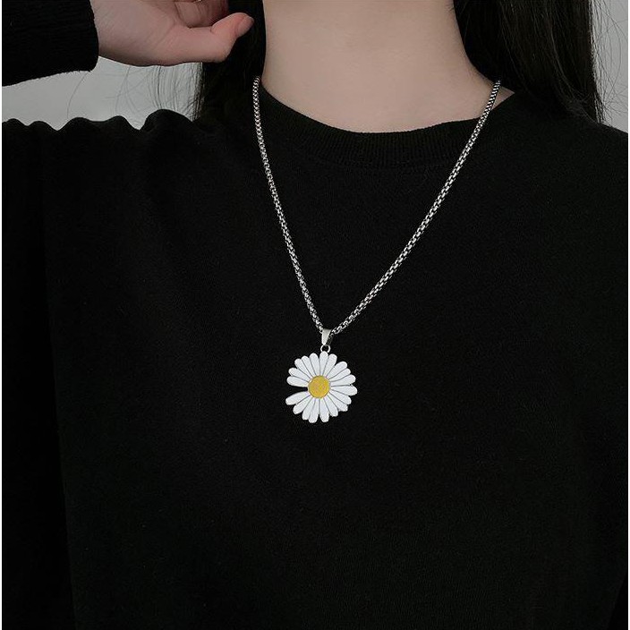 Vòng đeo cổ hình HOA CÚC GD- Dây chuyền vòng bi hợp kim unisex nam nữ đeo đôi phụ kiện trang sức thời trang