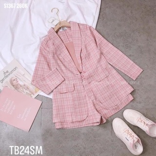 Set vest caro 3 món quần đùi