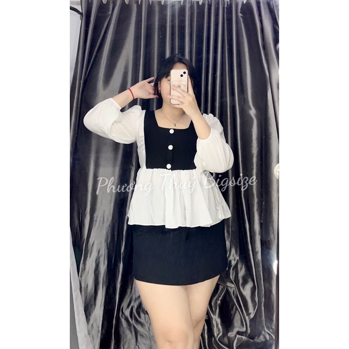 Áo babydoll nữ phối caro, trơn bigsize tay dài - Phương Thúy Bigsize