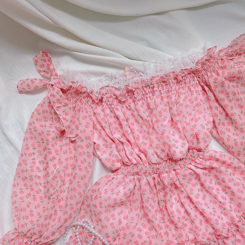 ĐẦM RỚT VAI HOA HỒNG NƠ