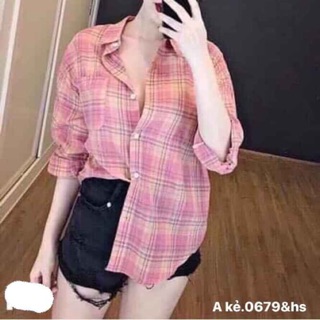 Áo sơmi kẻ túi ngực - hs