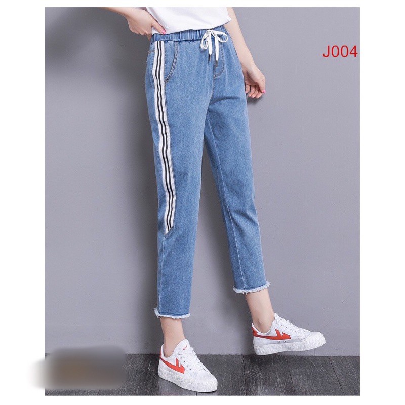 Quần baggy lưng thun phối sọc