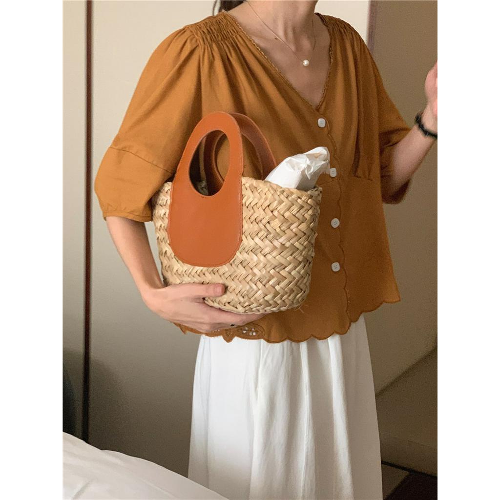 Áo Cardigan Cotton Lanh Cao Cấp Ngắn Tay Thêu Hoa Phong Cách Hàn Quốc 2 Màu 53922