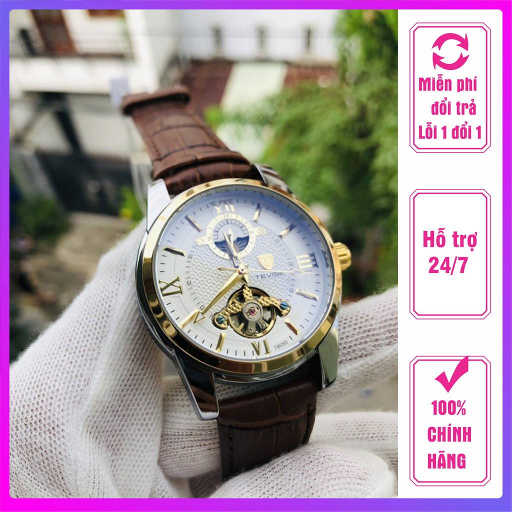 [ ĐỒNG HỒ CƠ NAM ] ĐỒNG HỒ NAM AUTOMATIC HIỆU TEVISE CHÍNH HÃNG DÂY DA ĐỦ MÀU (TẶNG KỀM HỘP) | BigBuy360 - bigbuy360.vn