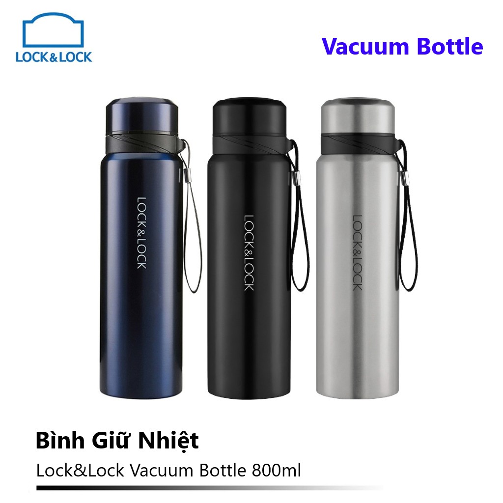 Bình Giữ Nhiệt Thép Không Gỉ Vacuum Bottle Lock&Lock LHC6180FU  - Xanh Đậm/ Xám/ Đen - Chính Hãng